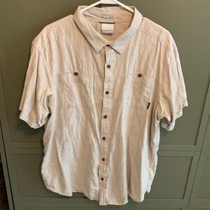 Men's Columbia Regular Fit Short Sleeve Button Down Hemp/Cotton Shirt XL